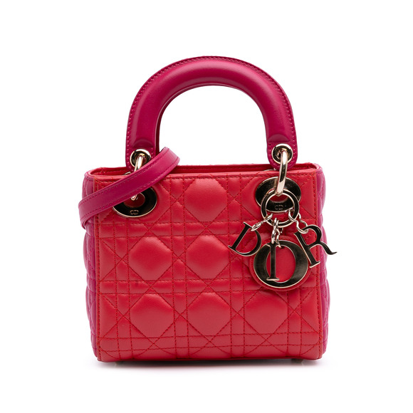 Dior Handbags - Pre-Loved Dior Mini Bicolor Lambskin Cannage Lady Dior